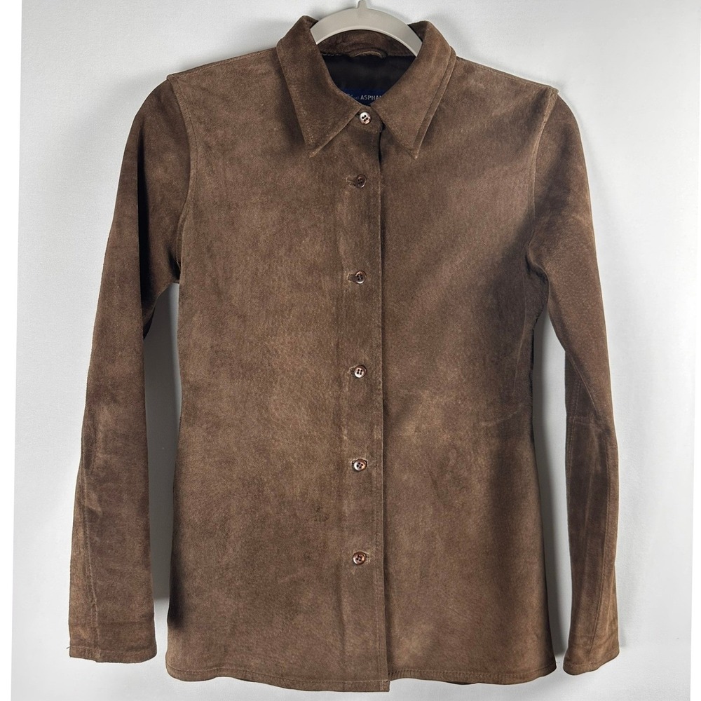 Blue Asphalt Washable Suede Shirt Jacket S Brown Button Up Shacket Western Boho